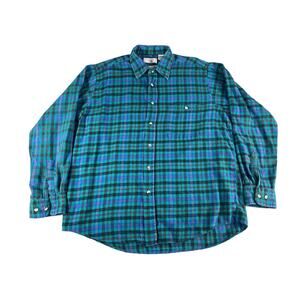 The Mens Store At Sears Shirt Mens Large Blue Vintage Flannel Button Up Plaid
